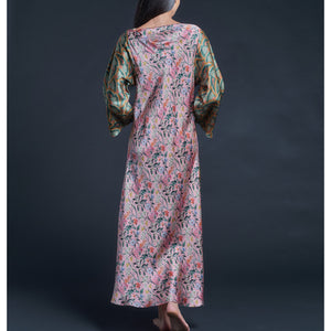 Serafina Pink Lockwood Liberty Print Silk Satin Boatneck Dress