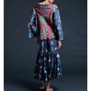 Longer Brigitte Ruffle Skirt in Valley of Nysa Liberty Print Silk Twill