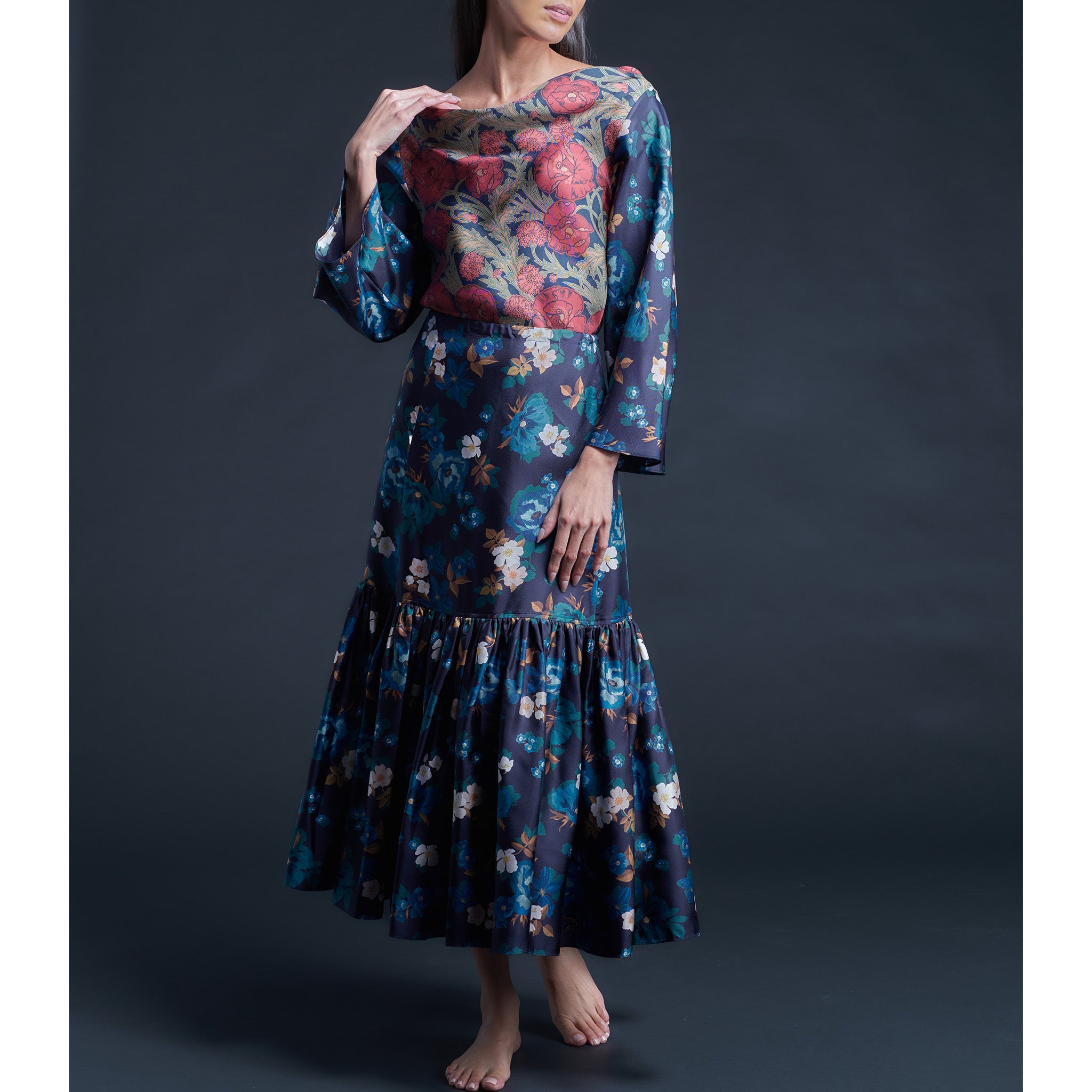Serafina Liberty Print Silk Twill Blouse - Valley of Nysa