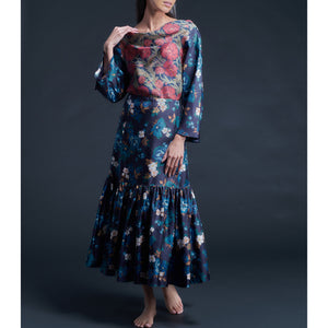 Longer Brigitte Ruffle Skirt in Valley of Nysa Liberty Print Silk Twill