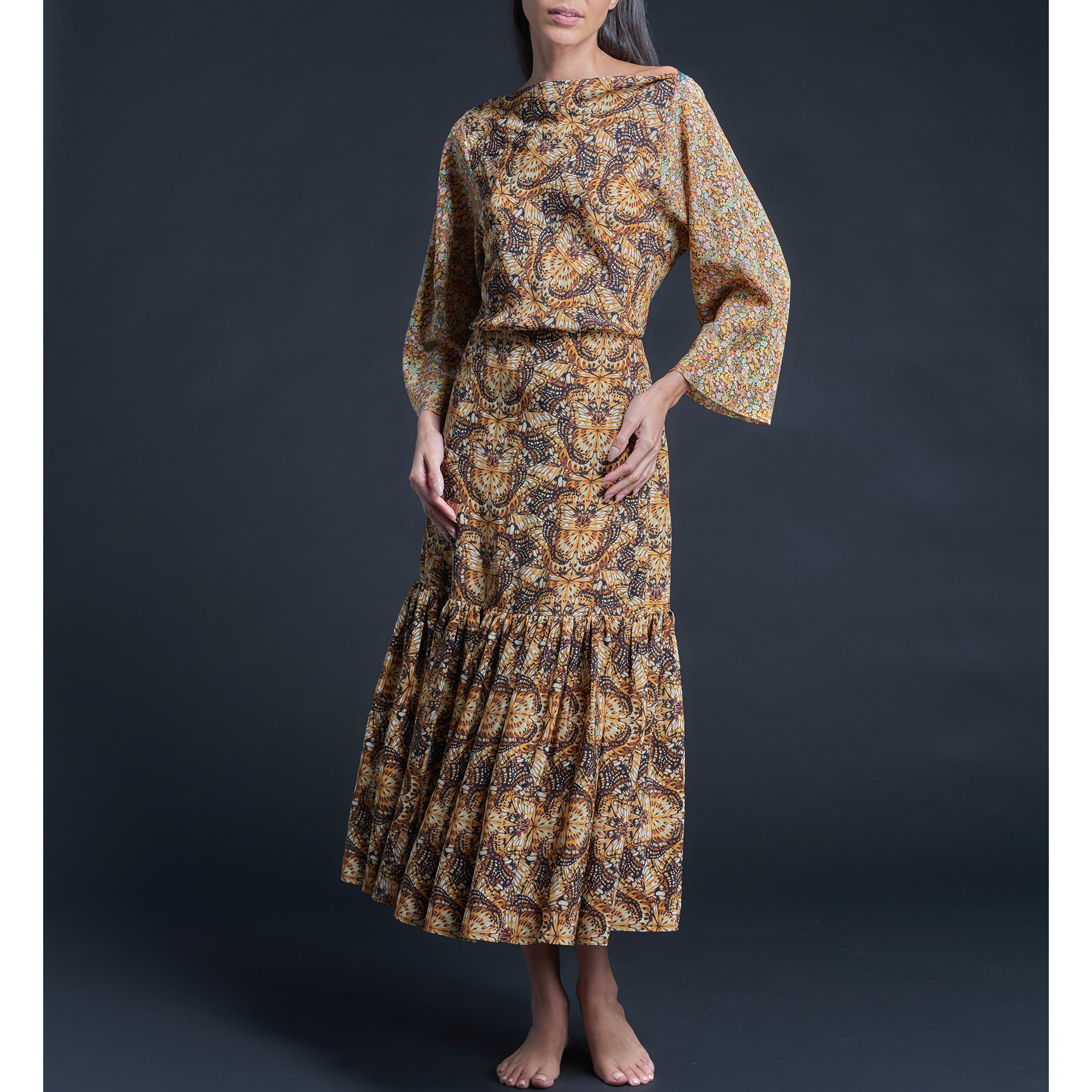 Serafina Liberty Print Silk Crepe de Chine Blouse - Kaleidoscope