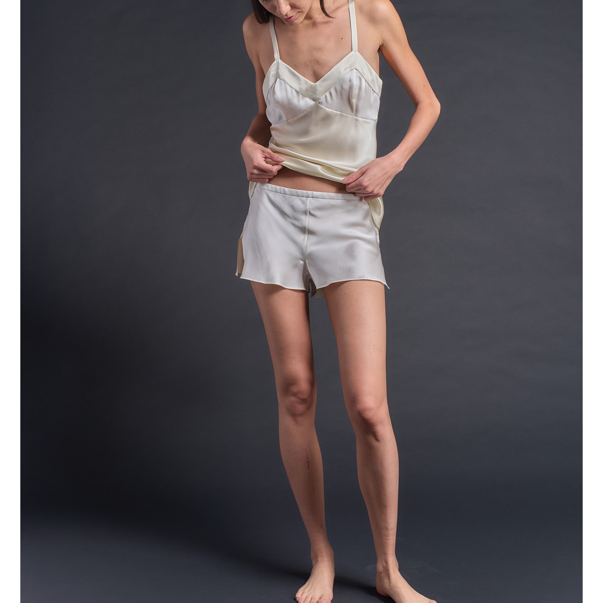 Sita Knickers in Pearl/Topaz Silk Charmeuse