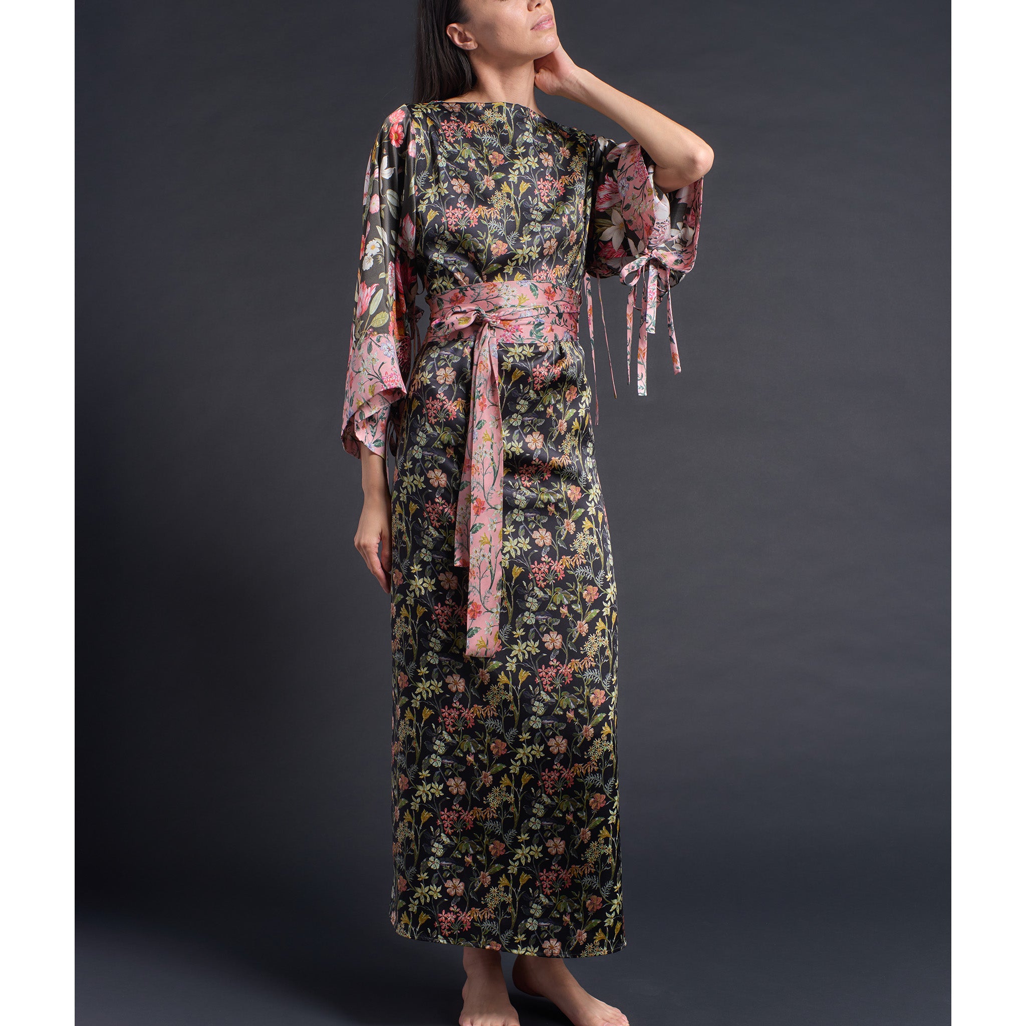 The Sybil Hostess Dress in Liberty Print Silk Charmeuse