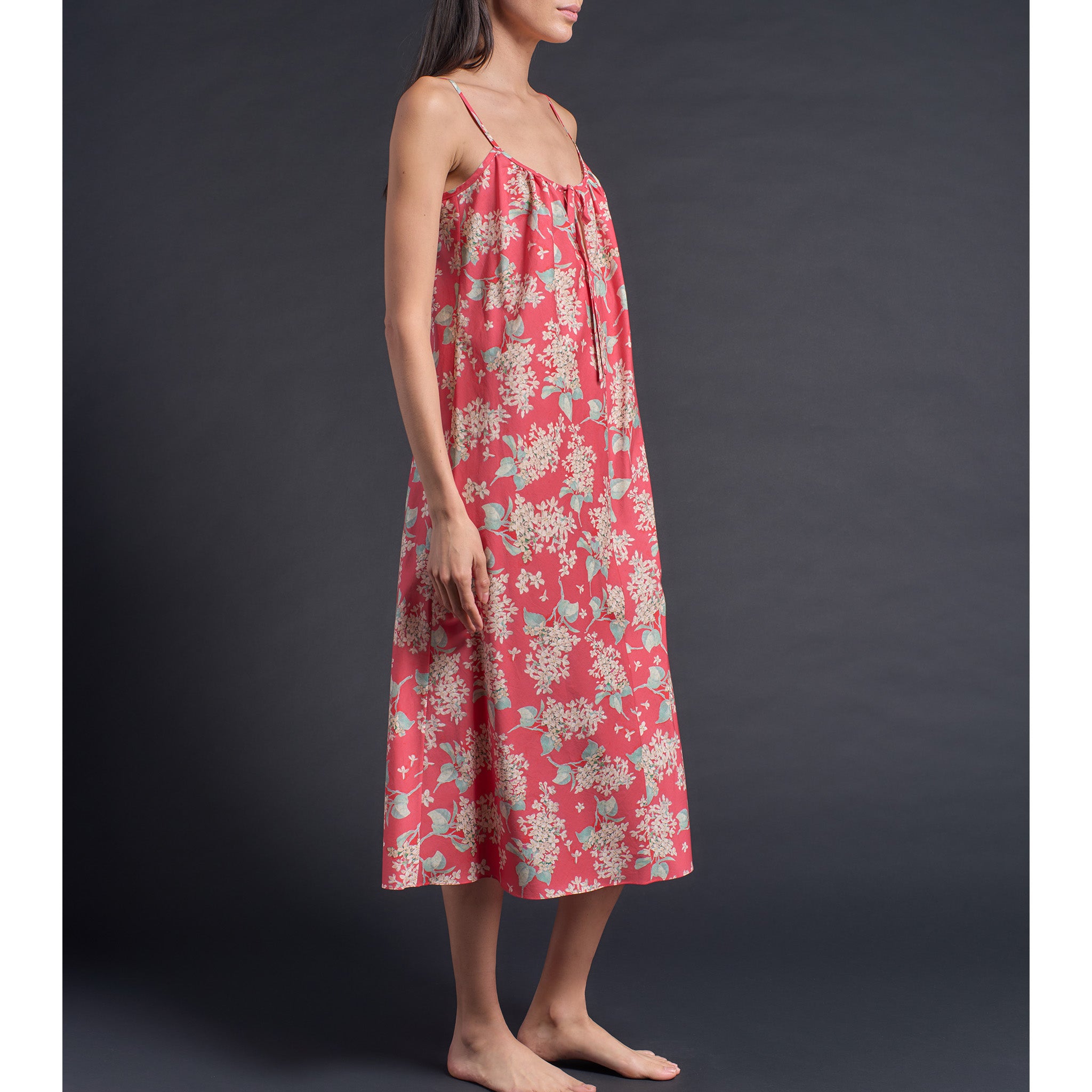 Thea Slip dress in Red Archive Lilac Liberty Print Cotton Tana Lawn