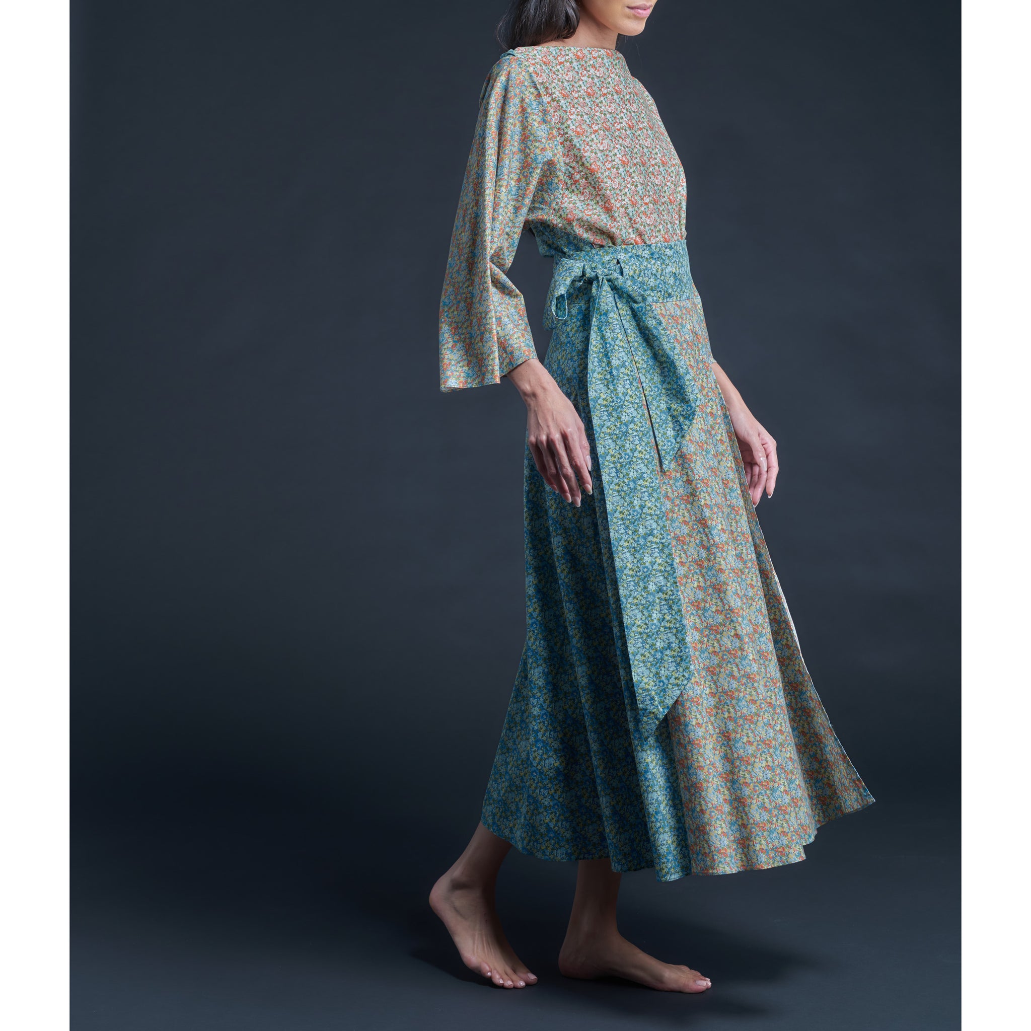 Serafina Liberty Print Cotton Boatneck Blouse in Colour Fields