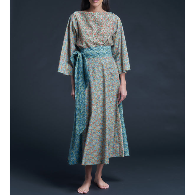 Cordelia Liberty Print Cotton Wrap Skirt in Colour Fields