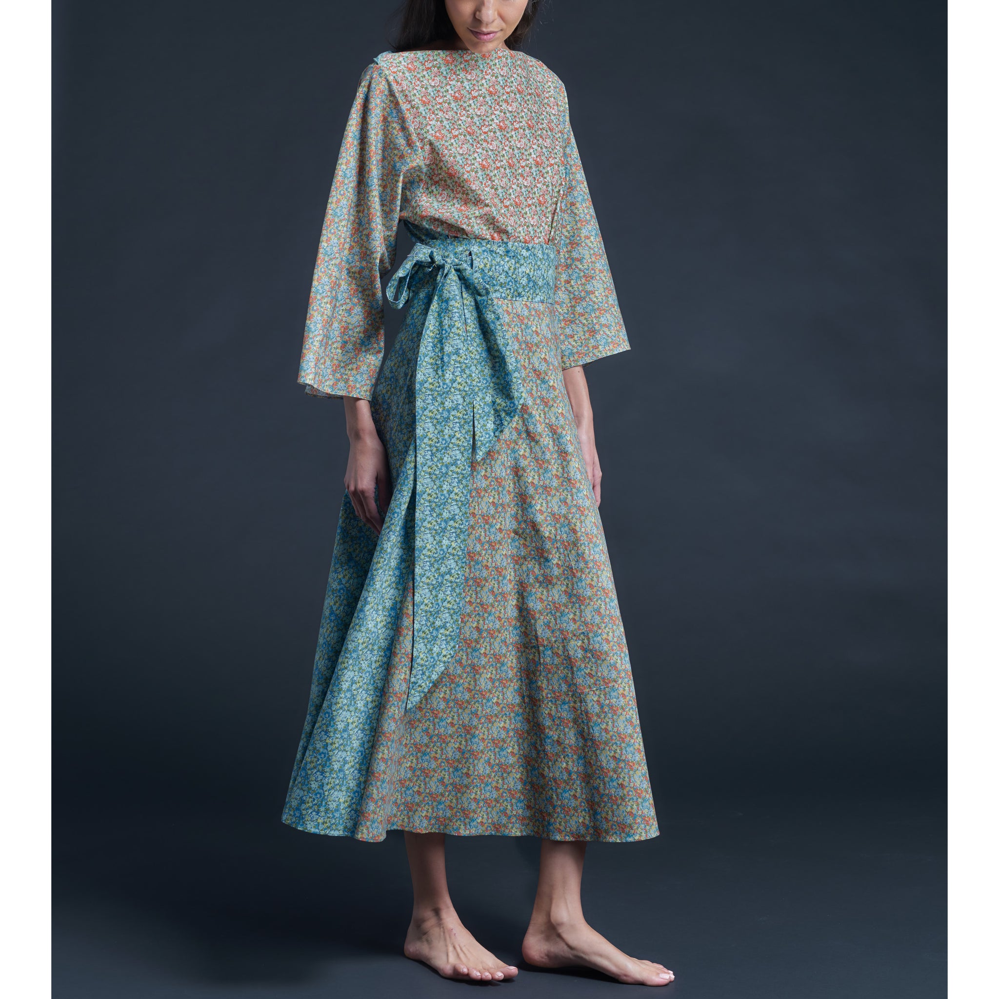 Serafina Liberty Print Cotton Boatneck Blouse in Colour Fields