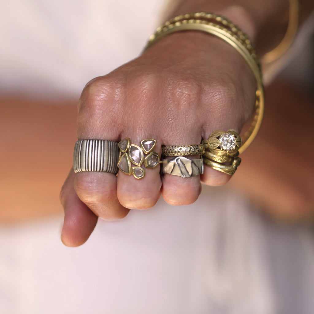 A Champagne Foil Band in Sterling Silver