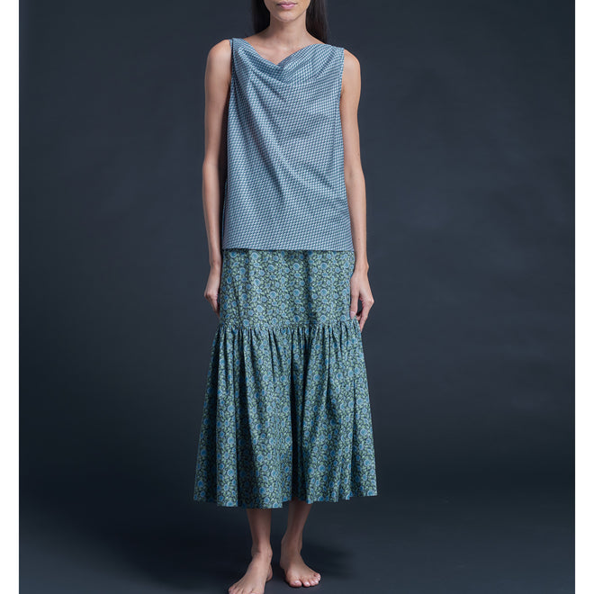Mariana Sleeveless Liberty Print Cotton Tana Lawn Shell - Blue Cosmos