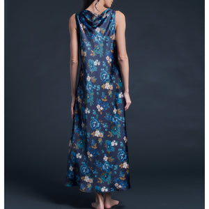 Mariana Sleeveless Valley of Nysa Liberty Silk Satin Boatneck Dress