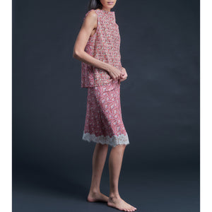 Kali Half Slip in Liberty Cotton Tana Lawn - Pink Icarus Wings with Lace
