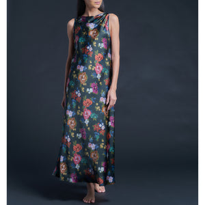 Mariana Sleeveless Valley of Nysa Liberty Silk Satin Boatneck Dress