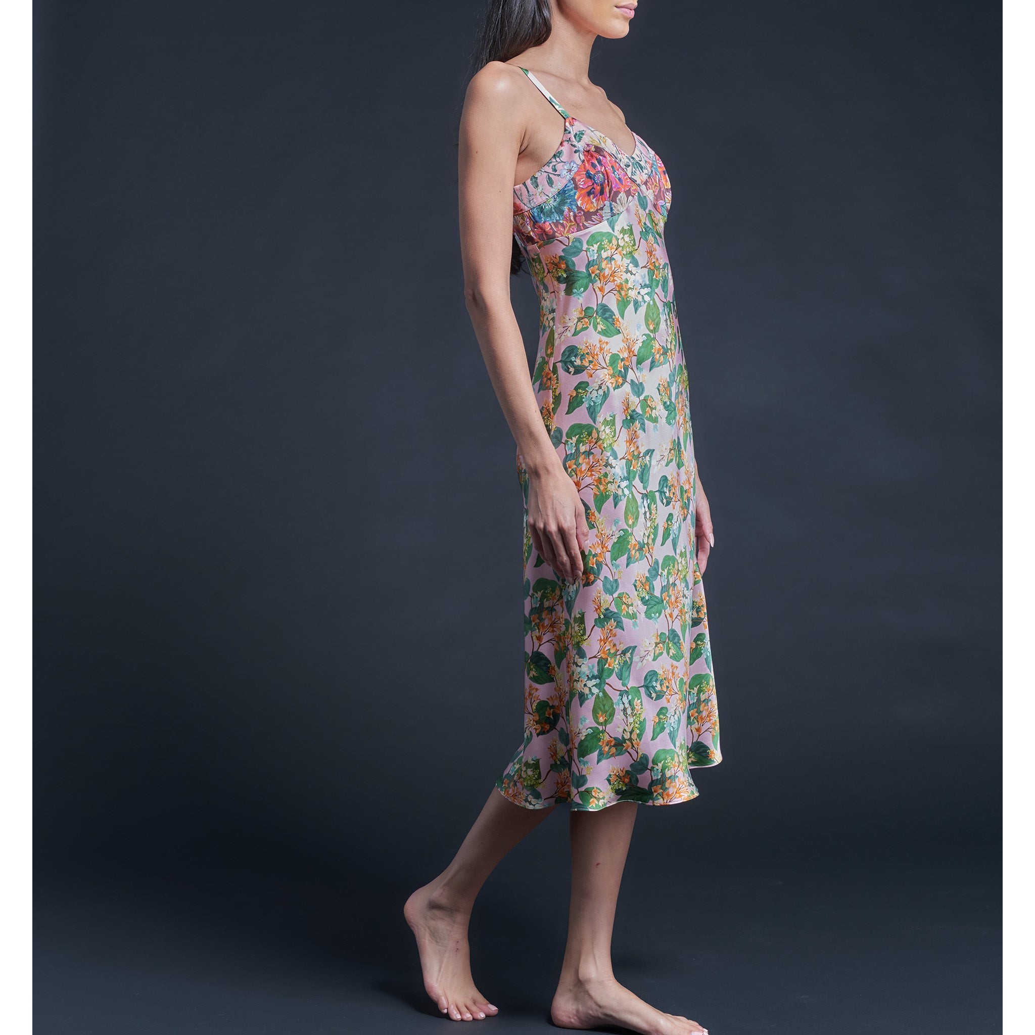 Pandora Dress in Pink Osterley Liberty Print Silk Charmeuse