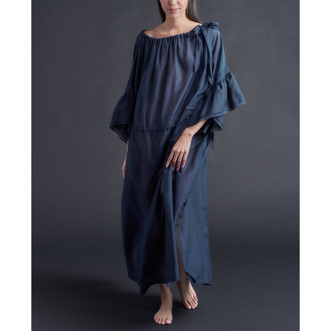 Alba Caftan in Sapphire Silk Cotton Voile
