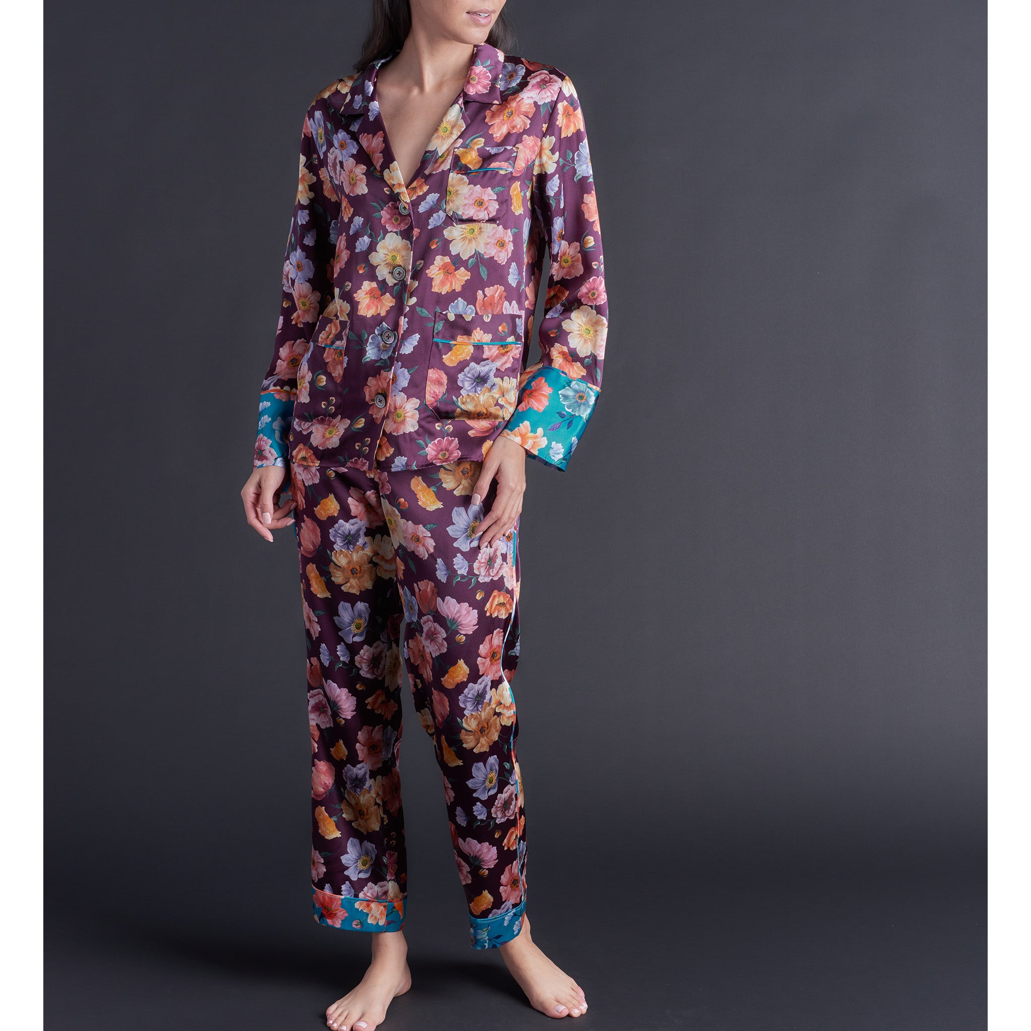 Serena Pajama Pant in Jessica's Picnic Liberty Print Silk Charmeuse