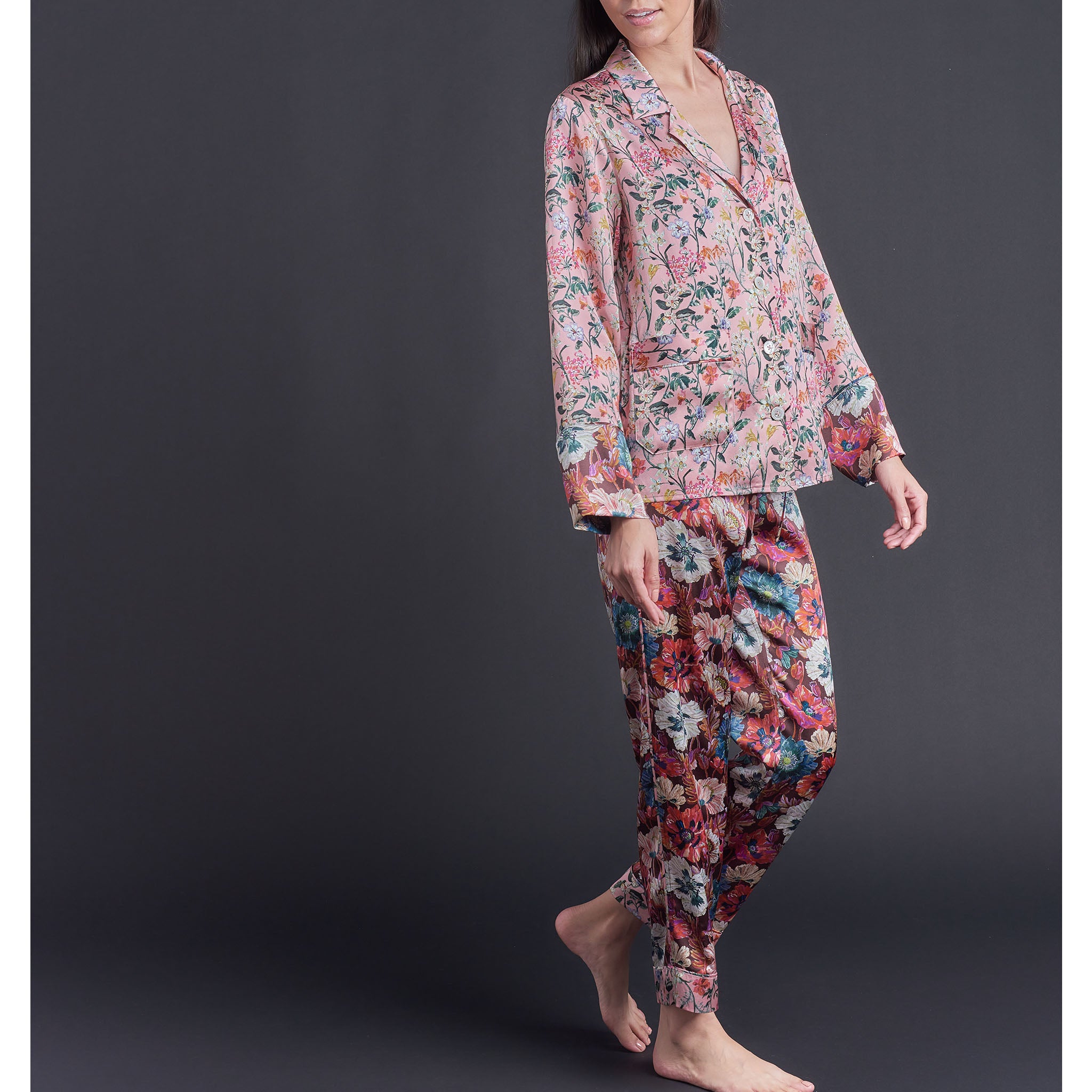 Annabel Pajama Top in Lockwood Liberty Print Silk Charmeuse