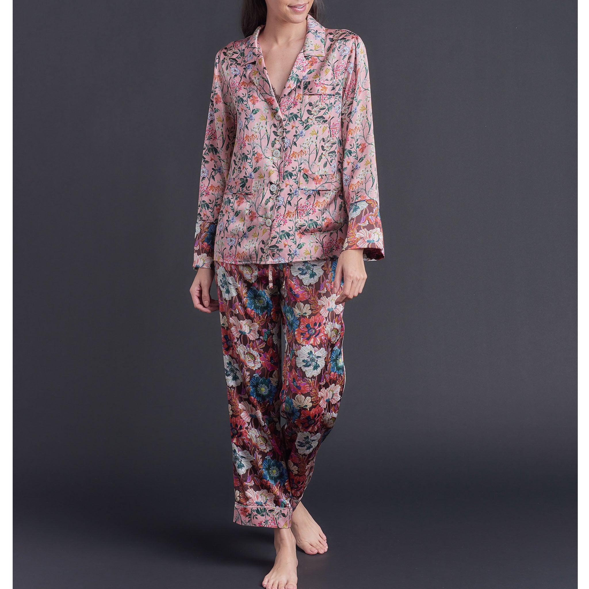 Annabel Pajama Top in Lockwood Liberty Print Silk Charmeuse