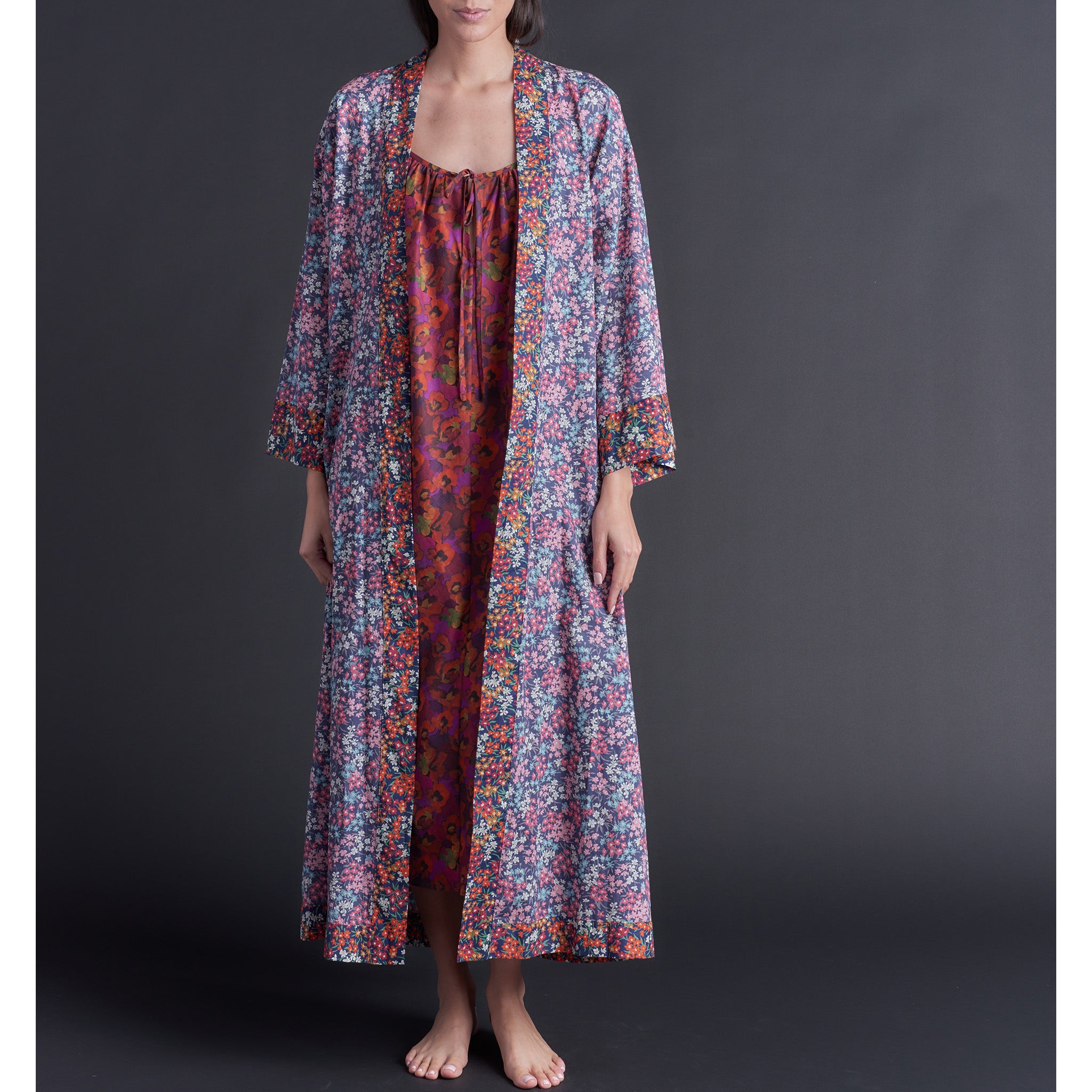 Asteria Kimono Robe in Sea Blossom Liberty of London Print Cotton Lawn