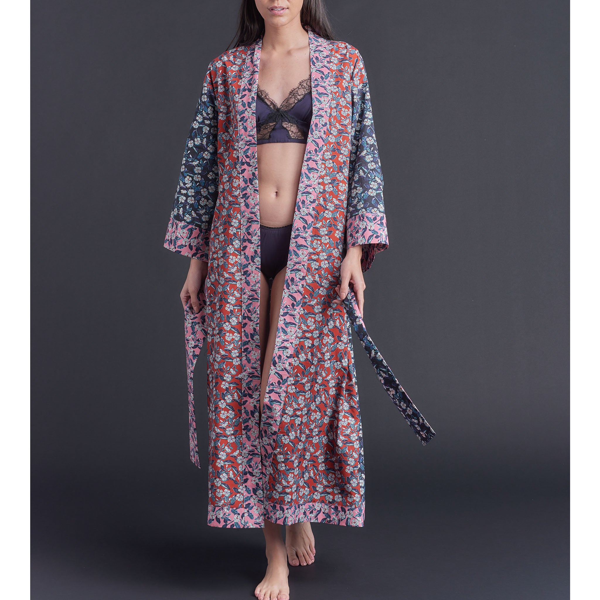 Asteria Kimono Robe in Combination Cedric Liberty of London Print Cotton Poplin