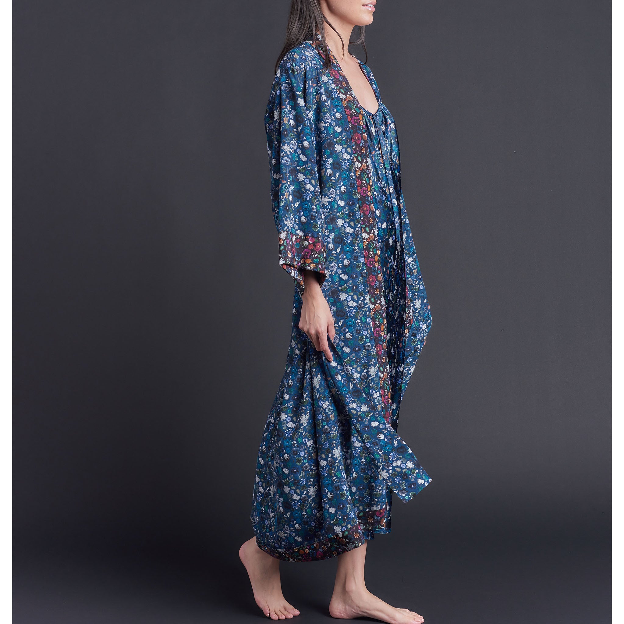 Thea Paneled Slip Dress in Floral Edit Liberty Print Silk Satin