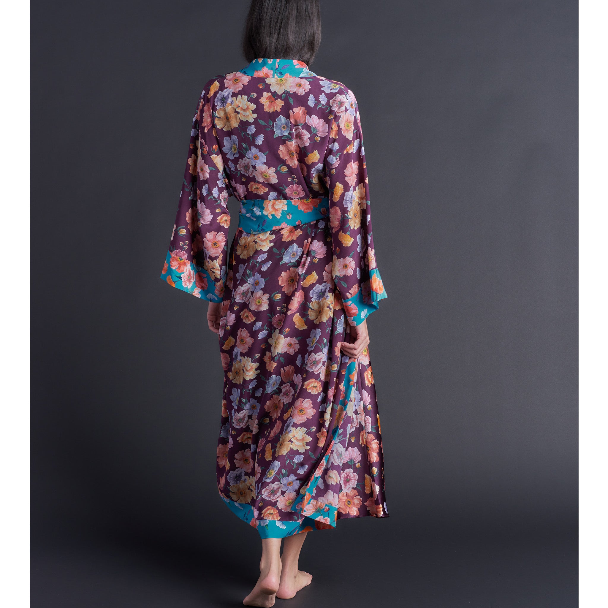 Asteria Kimono Robe in Jessica's Picnic Liberty of London Print Silk Crepe De Chine