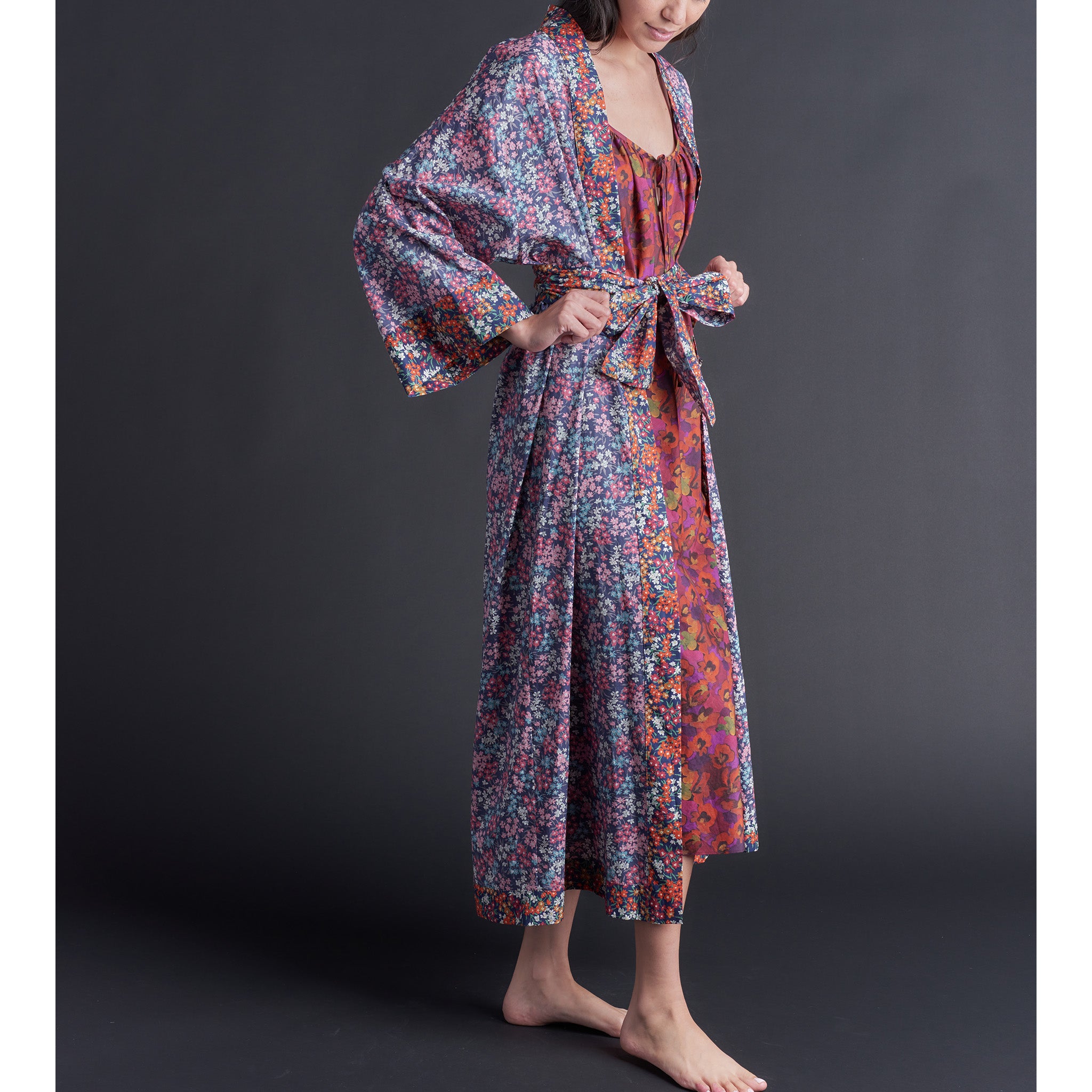 Asteria Kimono Robe in Sea Blossom Liberty of London Print Cotton Lawn
