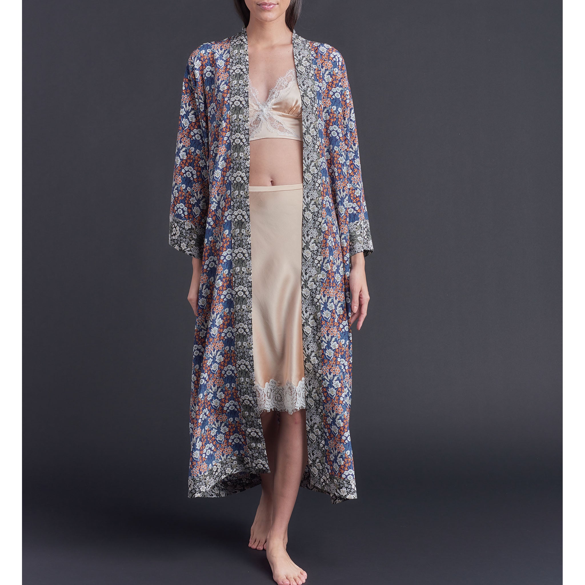 Asteria Kimono Robe in Liberty of London Mountain Primrose Silk Crepe De Chine