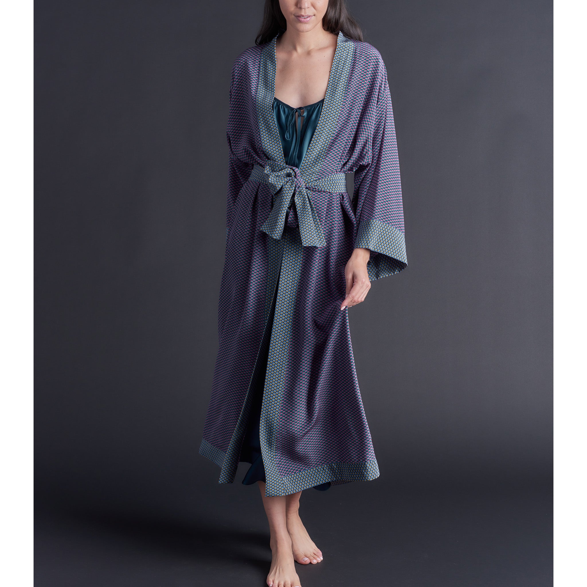 Asteria Kimono Robe in Woodstock Liberty of London Print Silk Crepe De Chine