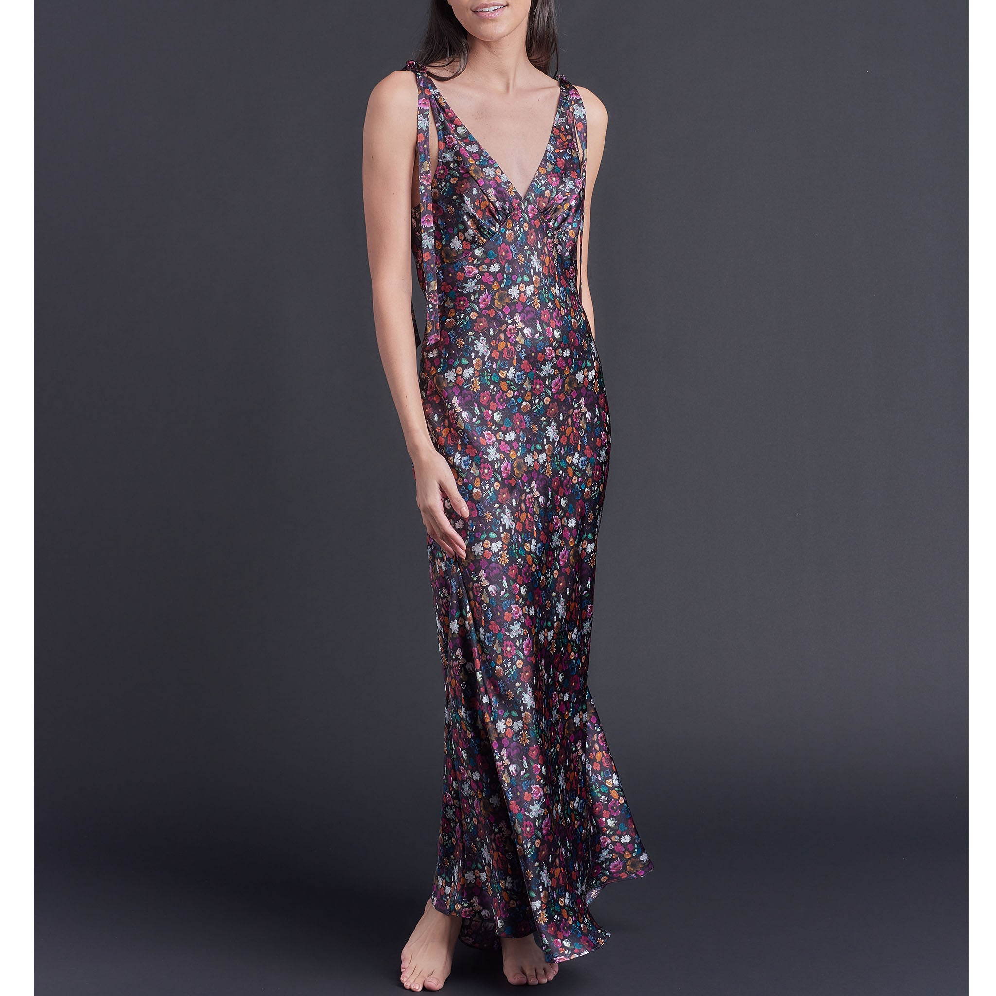 Ava Floral Liberty Print Silk Charmeuse Slip Dress