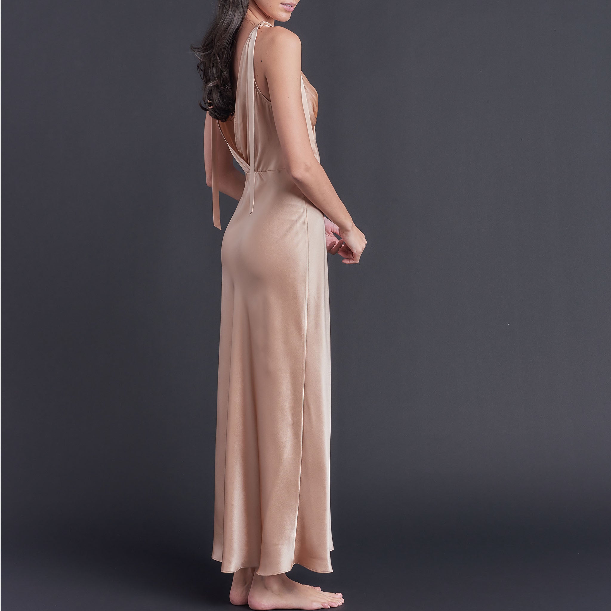 Ava Silk Charmeuse Slip Dress in Blush