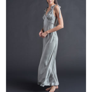 Ava Silk Charmeuse Slip Dress in Platinum