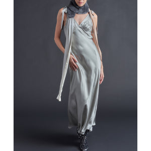 Ava Silk Charmeuse Slip Dress in Platinum