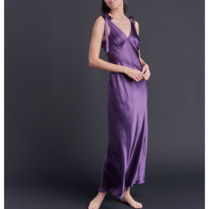 Ava Silk Charmeuse Slip Dress in Violet