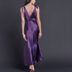 Ava Silk Charmeuse Slip Dress in Violet