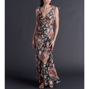 Ava Stately Bouquet Liberty Print Silk Charmeuse Slip Dress