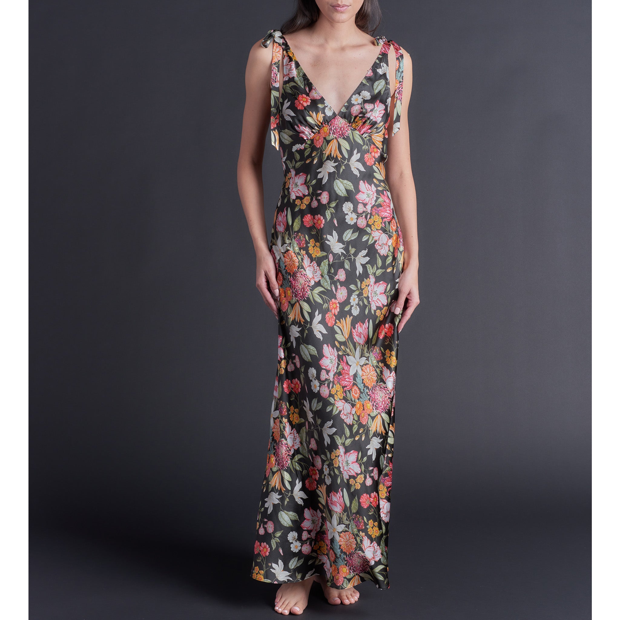Ava Stately Bouquet Liberty Print Silk Charmeuse Slip Dress
