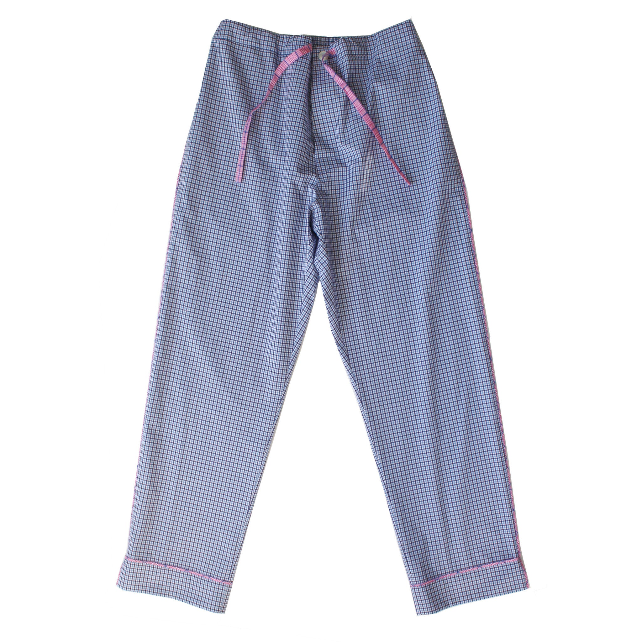 Saturn Pajama Pant in Blue Micro Check Italian Cotton