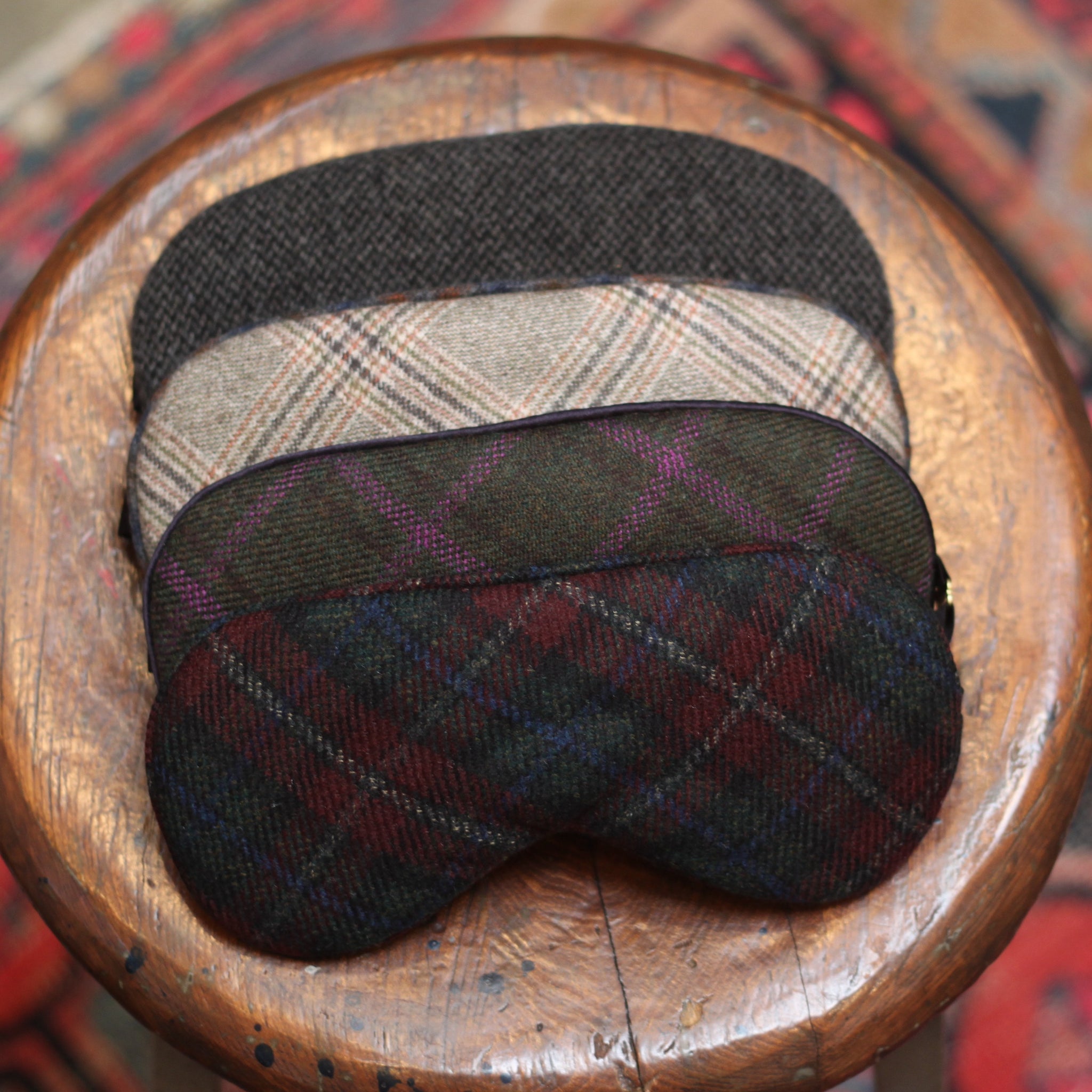 Hypnos Sleep Mask in Charcoal + Purple Plaid Cashmere