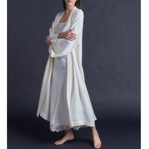 Asteria Kimono Robe in Pearl Silk Crepe