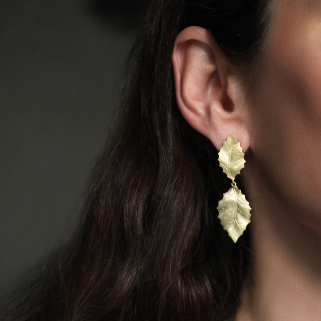 The Double Holly Leaf Earrings