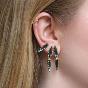 The Double Green Tourmaline Elongated Pear Drop Earring