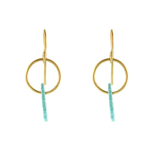 Mini Hoop Earrings with Turquoise Drop