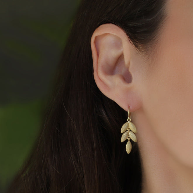 The Double Lotus Leaf Dangle Earrings