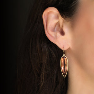 Pear-Shaped Peach Tourmaline Drop Earrings