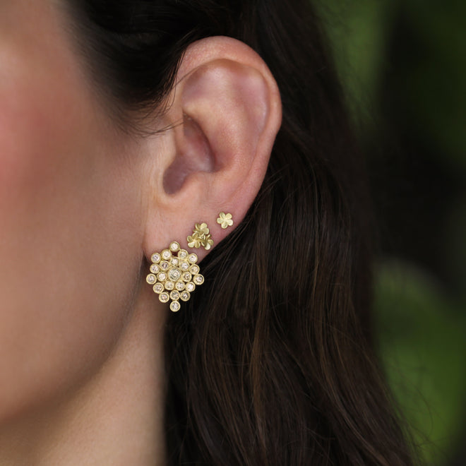 The Triple Mini Plumeria Flower Studs