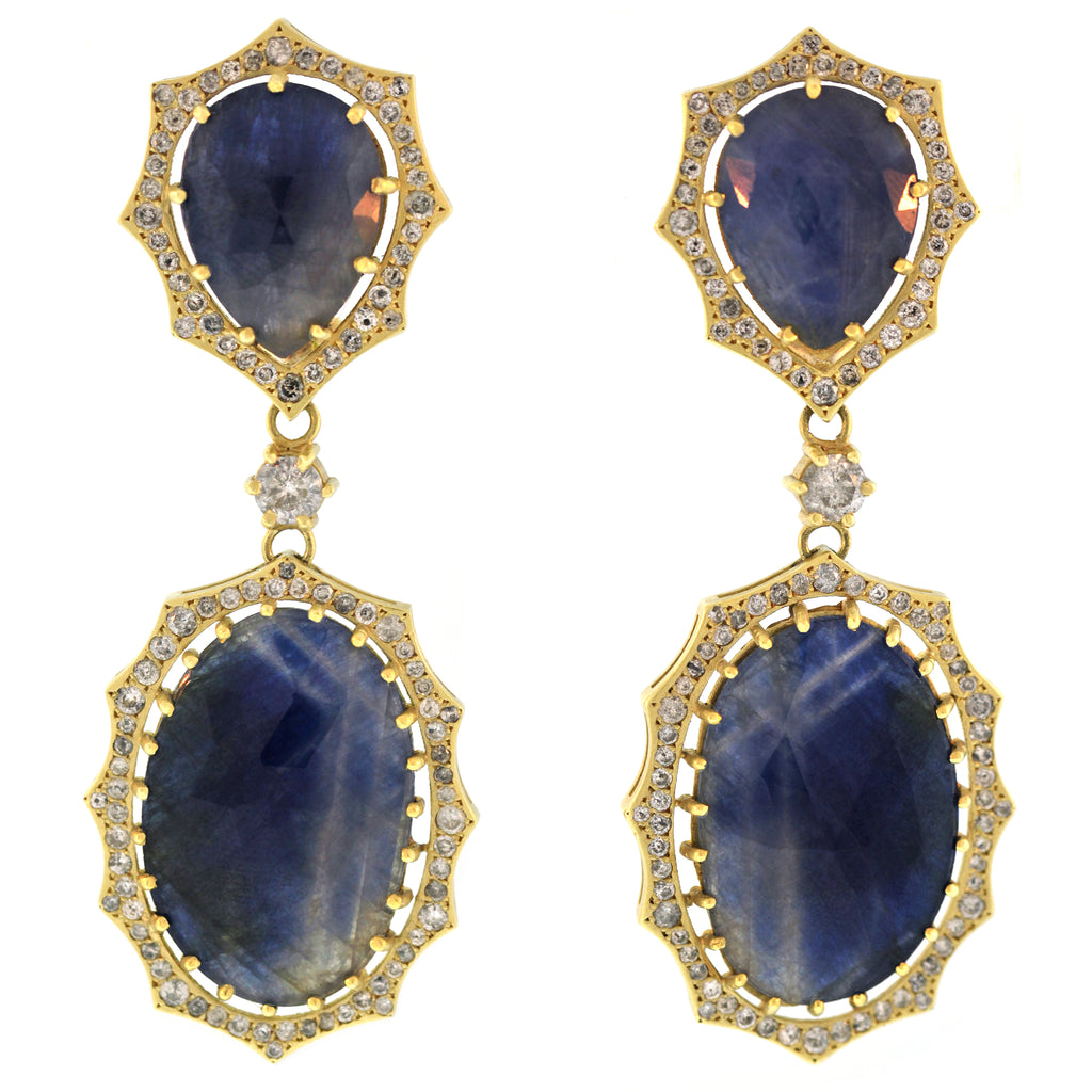 The Sapphire + Diamond Double Drop Josephine Earrings