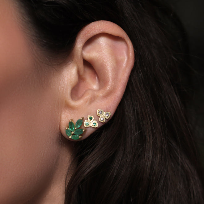 Tripetal Emerald Studs