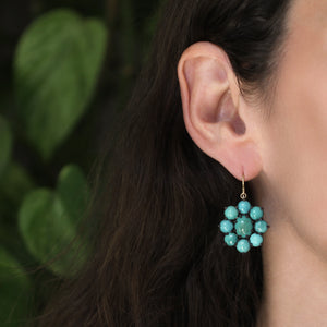 Large Turquoise Flower Earrings