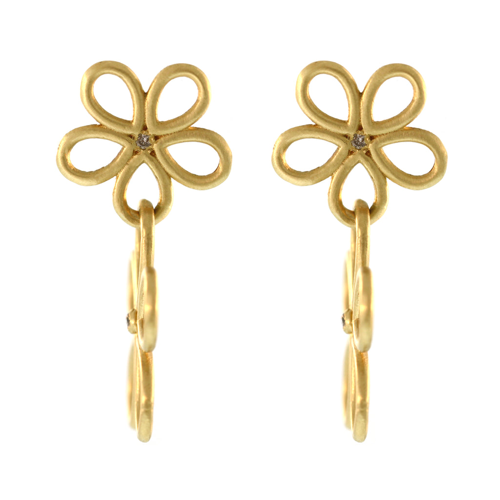 The Double Daisy Diamond Drop Earrings