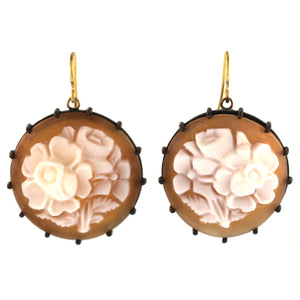 Large Floral Cameo Earrings